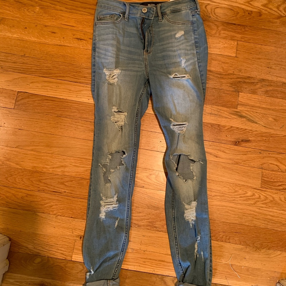 High rise super skinny ripped jeans